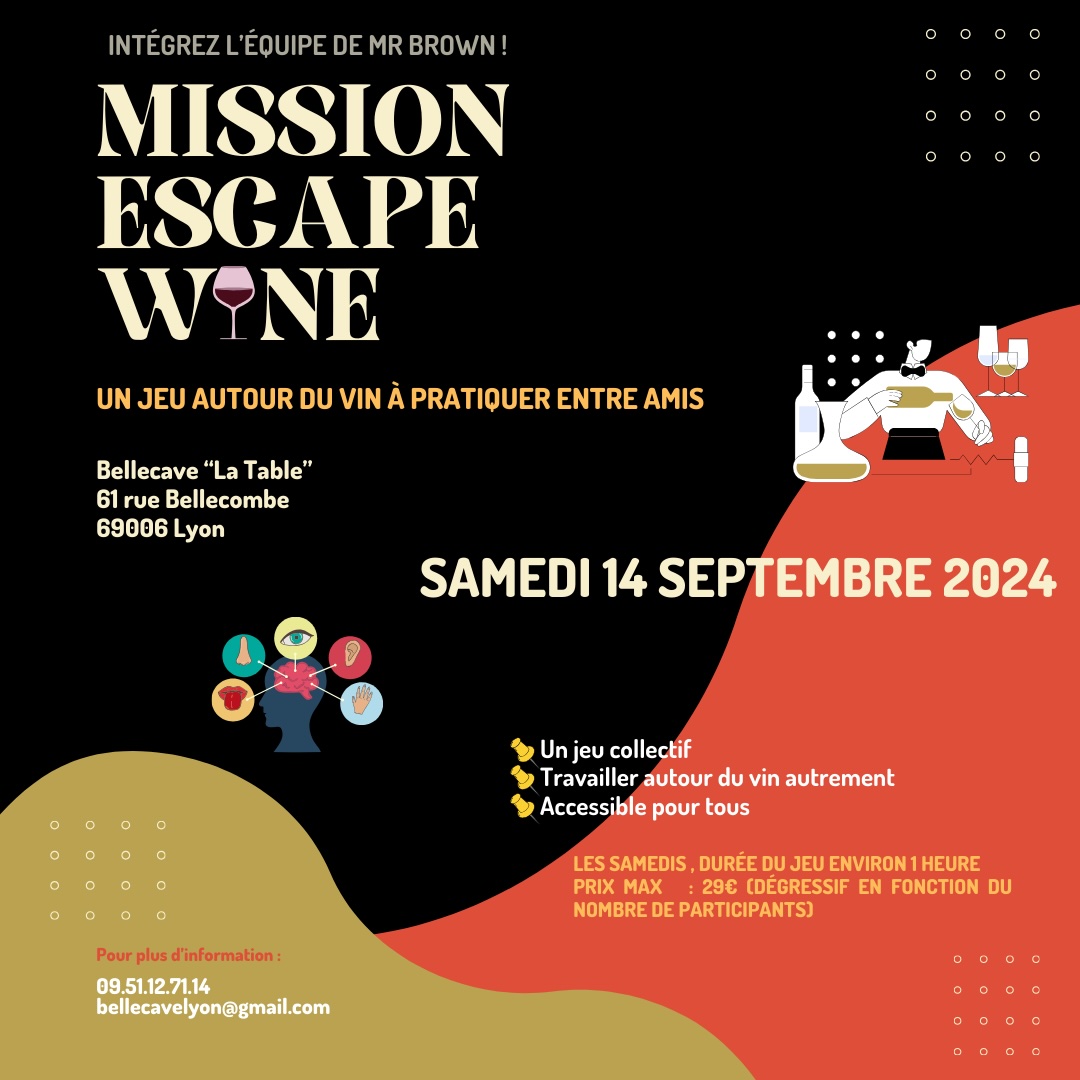 Samedi 14 Septembre : Escape Wine
