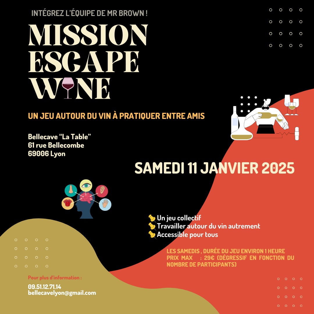 Samedi 11 Janvier : Escape Wine